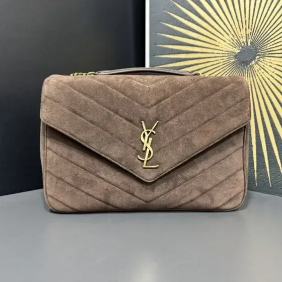 YSL Cassandre Envelope Chain Bag Brown Crossbody
