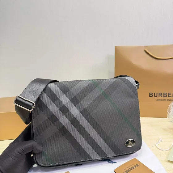 Burberry London Check Messenger Bag Charcoal Crossbody