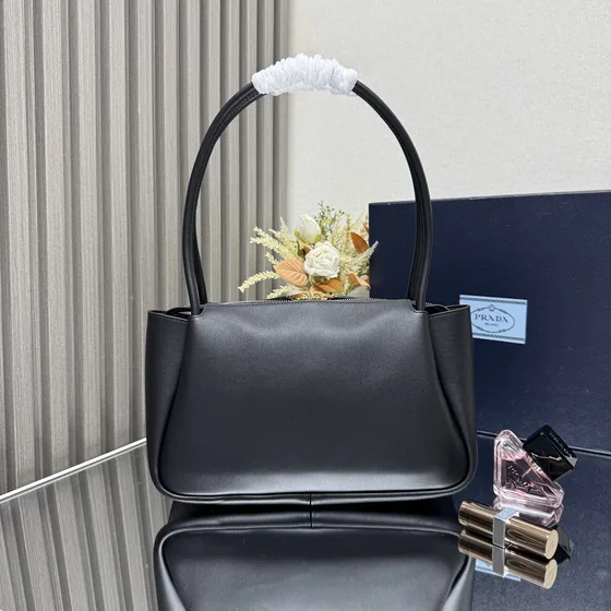 Prada Medium Leather Handbag Black Shoulder Bag