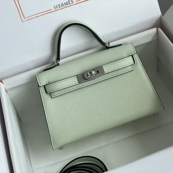 Hermes Mini Kelly Light Green Top Handle