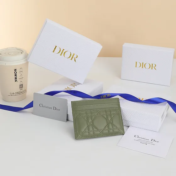Dior Dior Caro Freesia Card Holder Olive Verde Card Holder