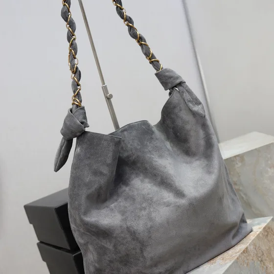 YSL Замша Chain Hobo Bag Gray Hobo