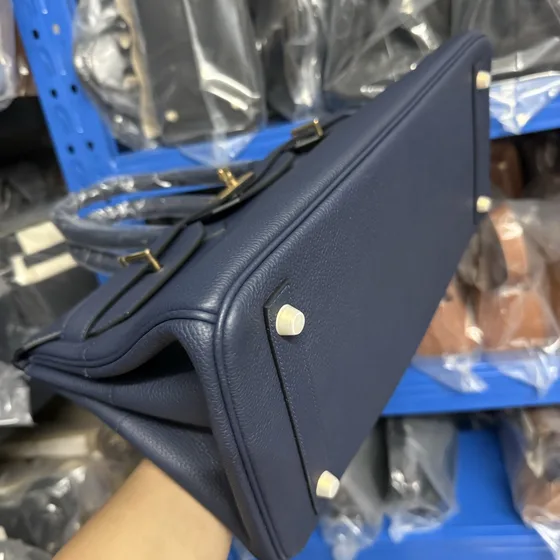 Hermes Shoulder Birkin Deep Blå Axelväska