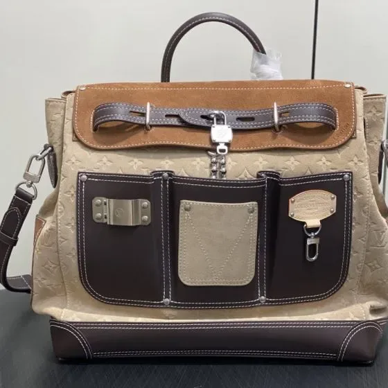 Louis Vuitton Beige Dark Brown Top Handle