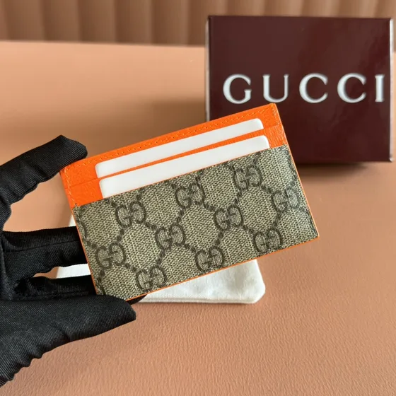Gucci Gg Card Holder Beige Orange Card Holder
