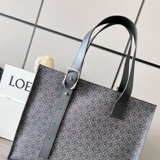 Loewe Buckle Tote Bag Anagram Jacquard Grey Tote Bag
