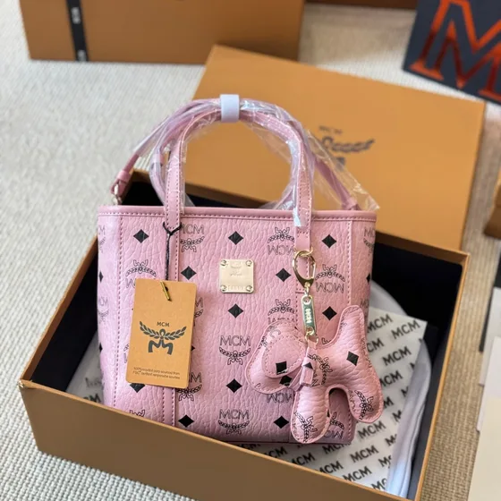 MCM Aren Visetos Tote Mini Pink Tote Bag