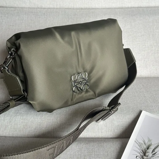 Loewe Goya Puffer Small Messenger Khaki Green Crossbody