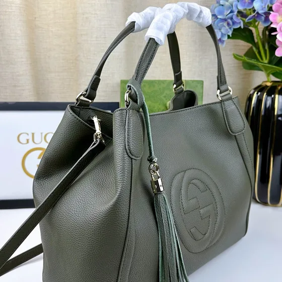 Gucci 282309 Soho Tassel Top Handle Bag Olive Green 35x29x16 cm Top Handle