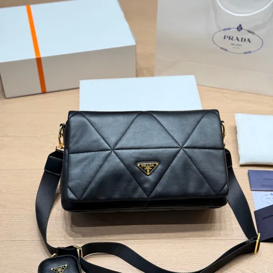 Prada Patchwork Da Shoulder Bag Đen Crossbody