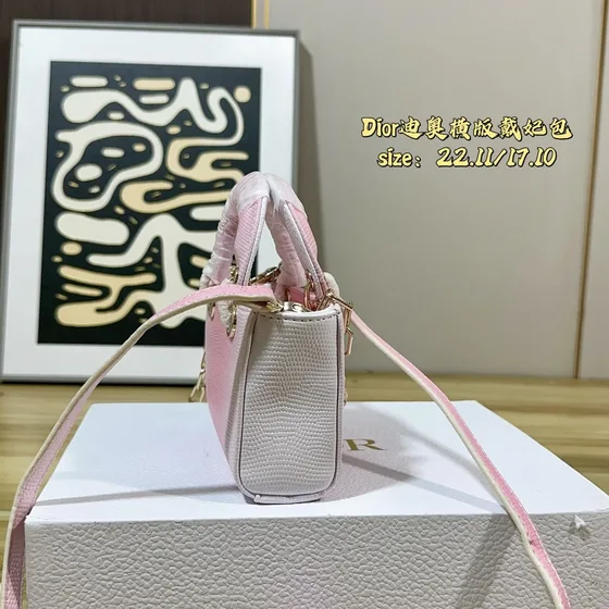 Dior Horizontal Lady Dior وردي 22*17*10cm Top Handle