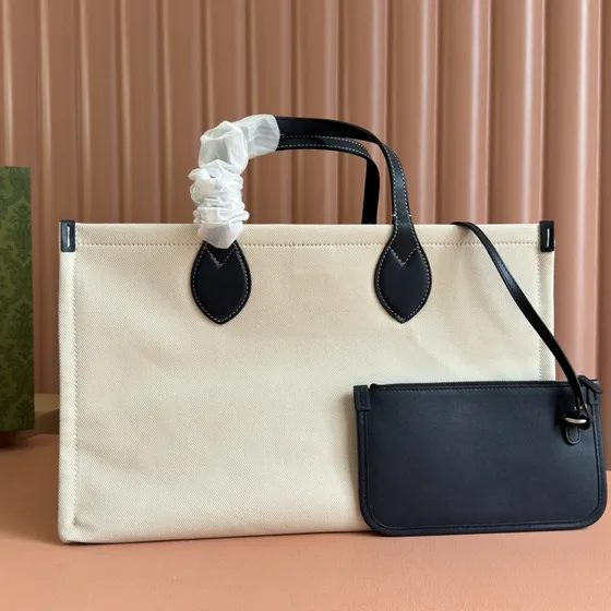 Gucci Printed Lona Medium Bolsa tote Branco/Bege Bolsa tote