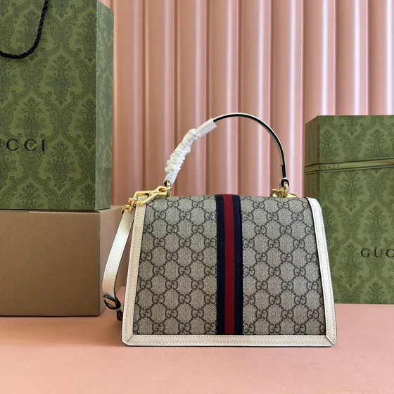 Gucci Ophidia Gg Small Top Handle Bag Beige/Putih Top Handle