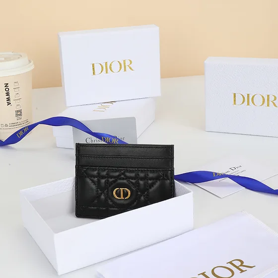 Dior Dior Caro Freesia Card Holder Black Card Holder