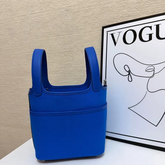 Hermes Cargo Picotin Lock 18 Klein Blue 18cm Top Handle