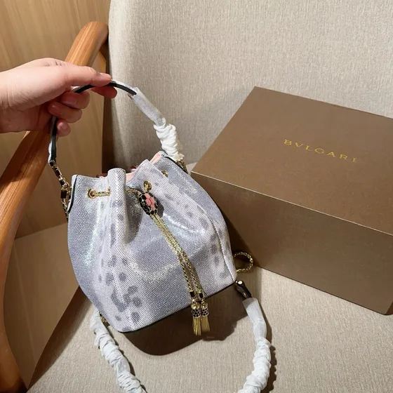 Bvlgari Serpenti Forever Bucket Bag Light Blue Crossbody