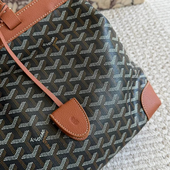 Goyard Sac Rouette สีดำ And สีน้ำตาล Tote Bag