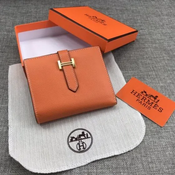 Hermes Bearn Compact Wallet Orange Wallet
