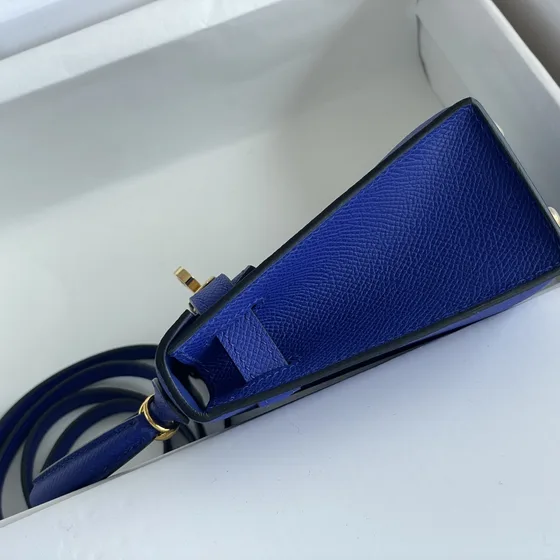 Hermes Kelly Mini Ii Royal Blå Tophåndtag