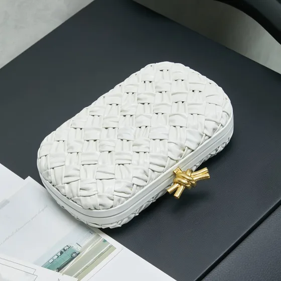 Bottega Veneta Knot Clutch White Clutch