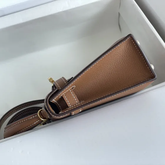 Hermes Mini Kelly Brun Topphandtag