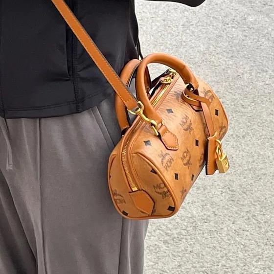 MCM Ella Boston Mini Cognac Top Handle