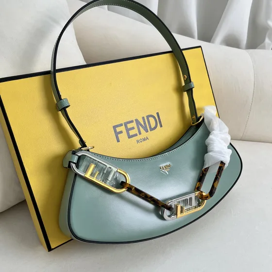 Fendi O Lock Swing Light Blue Shoulder Bag