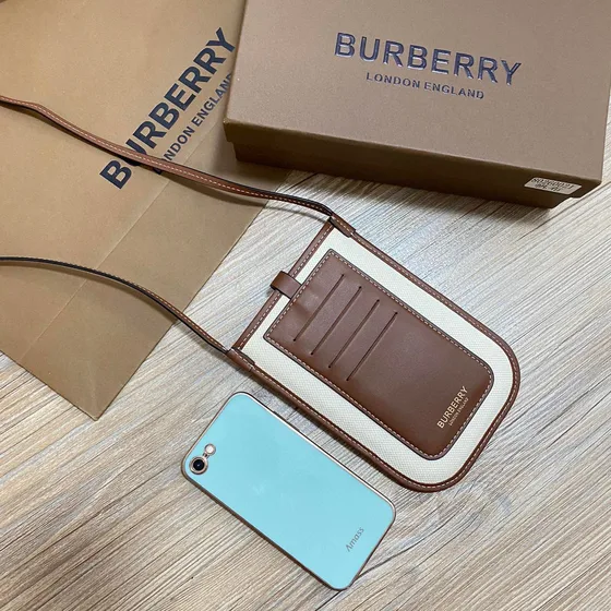Burberry Logo Graphic Tela Phone Borsa a tracolla Beige/Marrone Crossbody