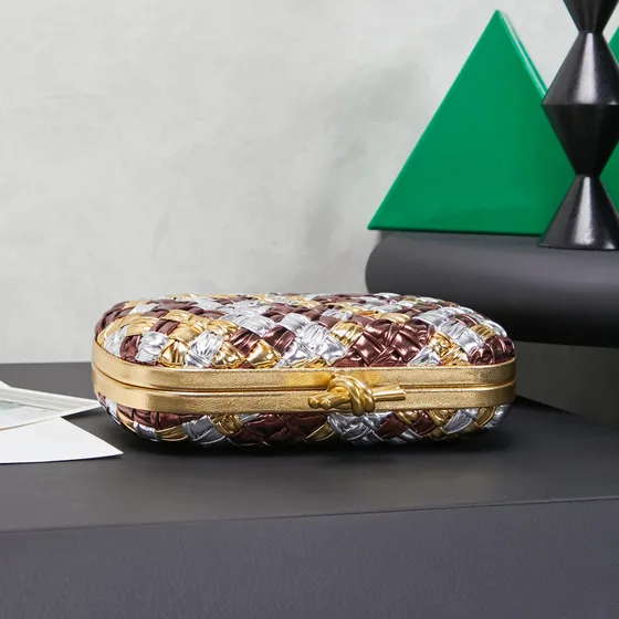 Bottega Veneta Intreccio Knot Minaudiere Clutch Multicolorido Metallic Clutch
