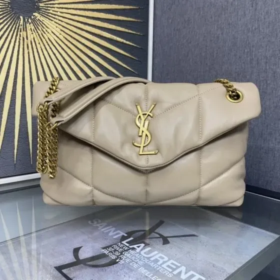 YSL Loulou Puffer Beige Shoulder Bag