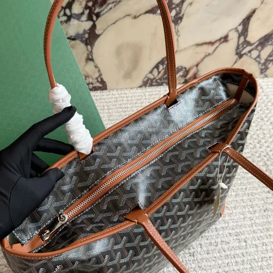 Goyard Saint Louis Hitam/Coklat Tote Bag