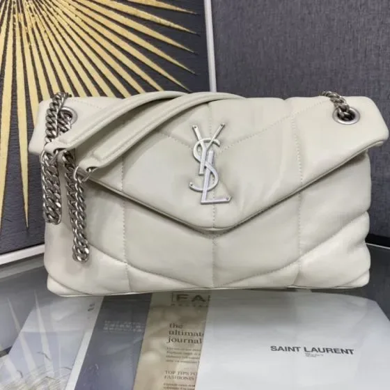 YSL Loulou Puffer White Shoulder Bag