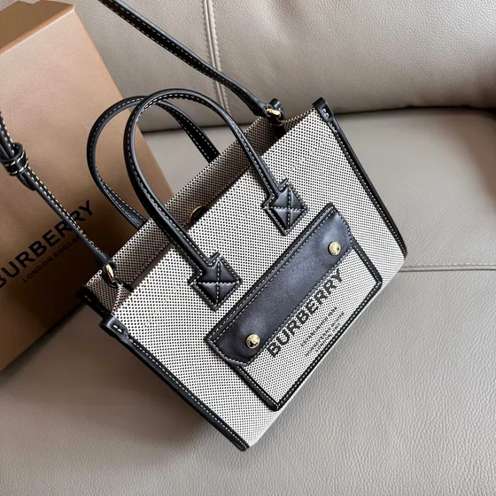 Burberry Mini Freya Tote Beige/Nero Borsa tote