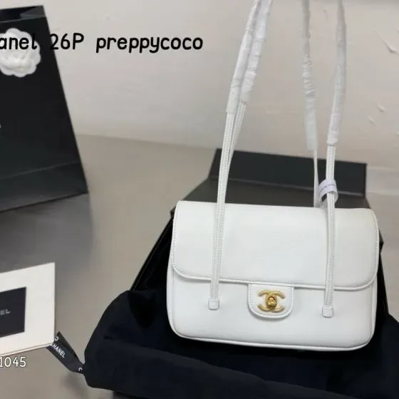Chanel Preppy School Bag White Shoulder Bag