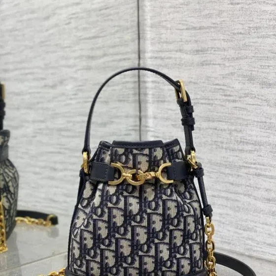 Dior C Est Mini Bucket Bag Blue Oblique Jacquard Bucket Bag