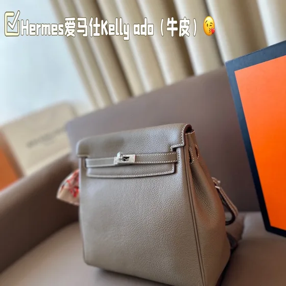 Hermes Kelly Ado Gris Asphalte Backpack