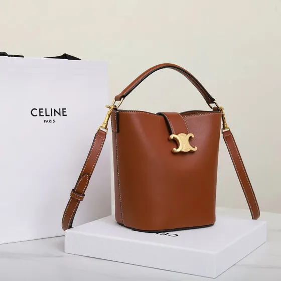 Celine Triomphe Borsa a secchiello Tan/Marrone Borsa a spalla/Crossbody