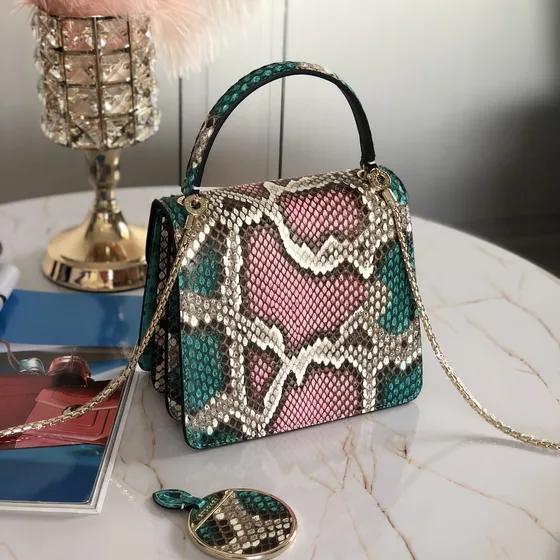 Bvlgari Serpenti Forever Topphandtag Bag Flerfärgad Python Print Topphandtag