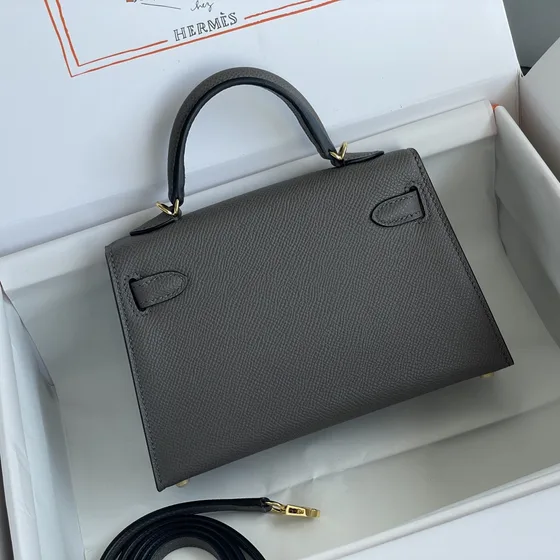 Hermes Mini Kelly Dark Gray Top Handle