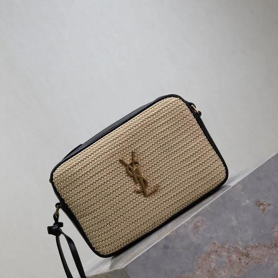 YSL Lou Camera Bag Beige Black Crossbody