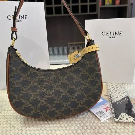 Celine Triomphe Canvas Hobo Brown Hobo