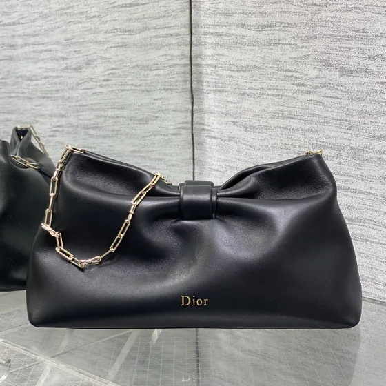 Dior Dior Saddle Bow Soft Chain Bag Schwarz Schultertasche
