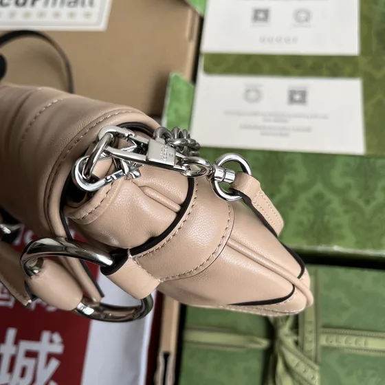 Gucci Horsebit Chain Small Skuldertaske Light Beige Skuldertaske