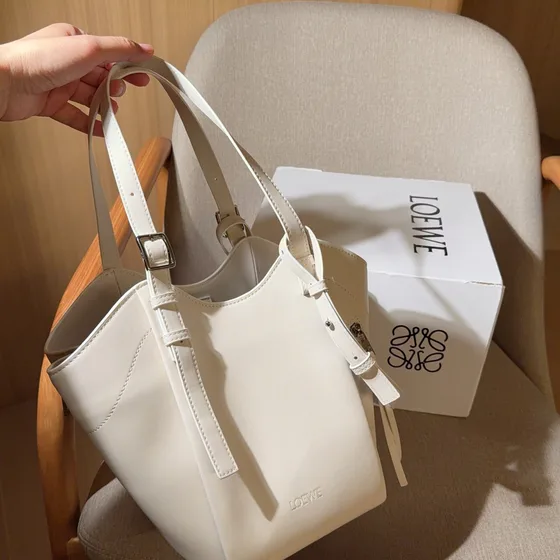 Loewe Compact Hammock Bag White Top Handle