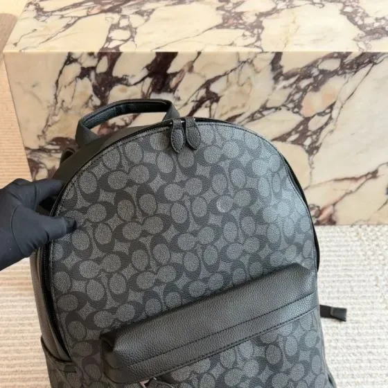 Coach West Backpack In Signature Canvas Charcoal Black Backpack