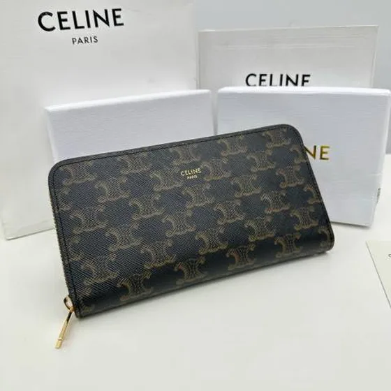 Celine wallet Triomphe Canvas Brown long everyday