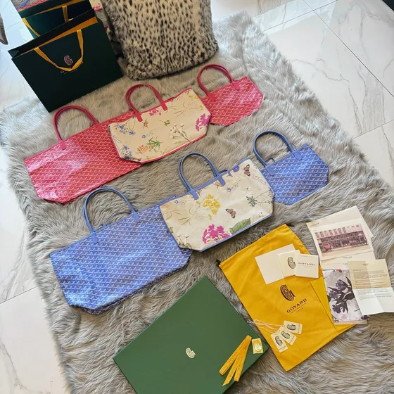 Goyard Saint Louis Red Blue Tote Bag