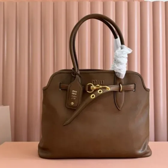 Miu Miu Adventure Nappa Leather Tote Bag Brown Tote Bag