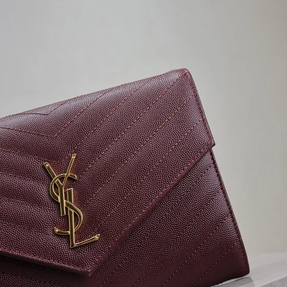 YSL Cassandre Matelassé Envelope Wristlet Portaoggetti Bordeaux Portaoggetti