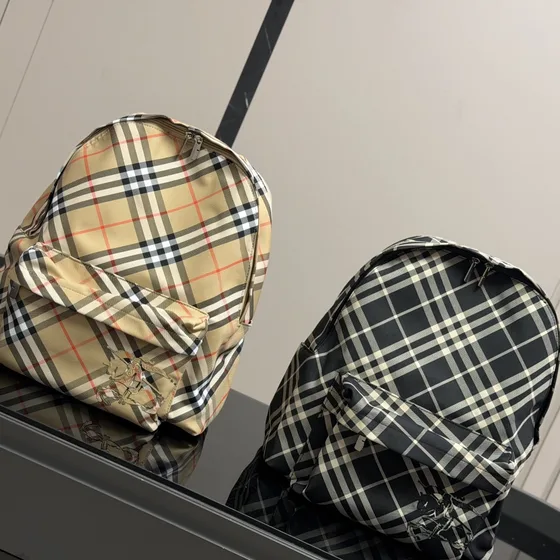 Burberry Vintage Check Nylon Backpack Beige Black Backpack